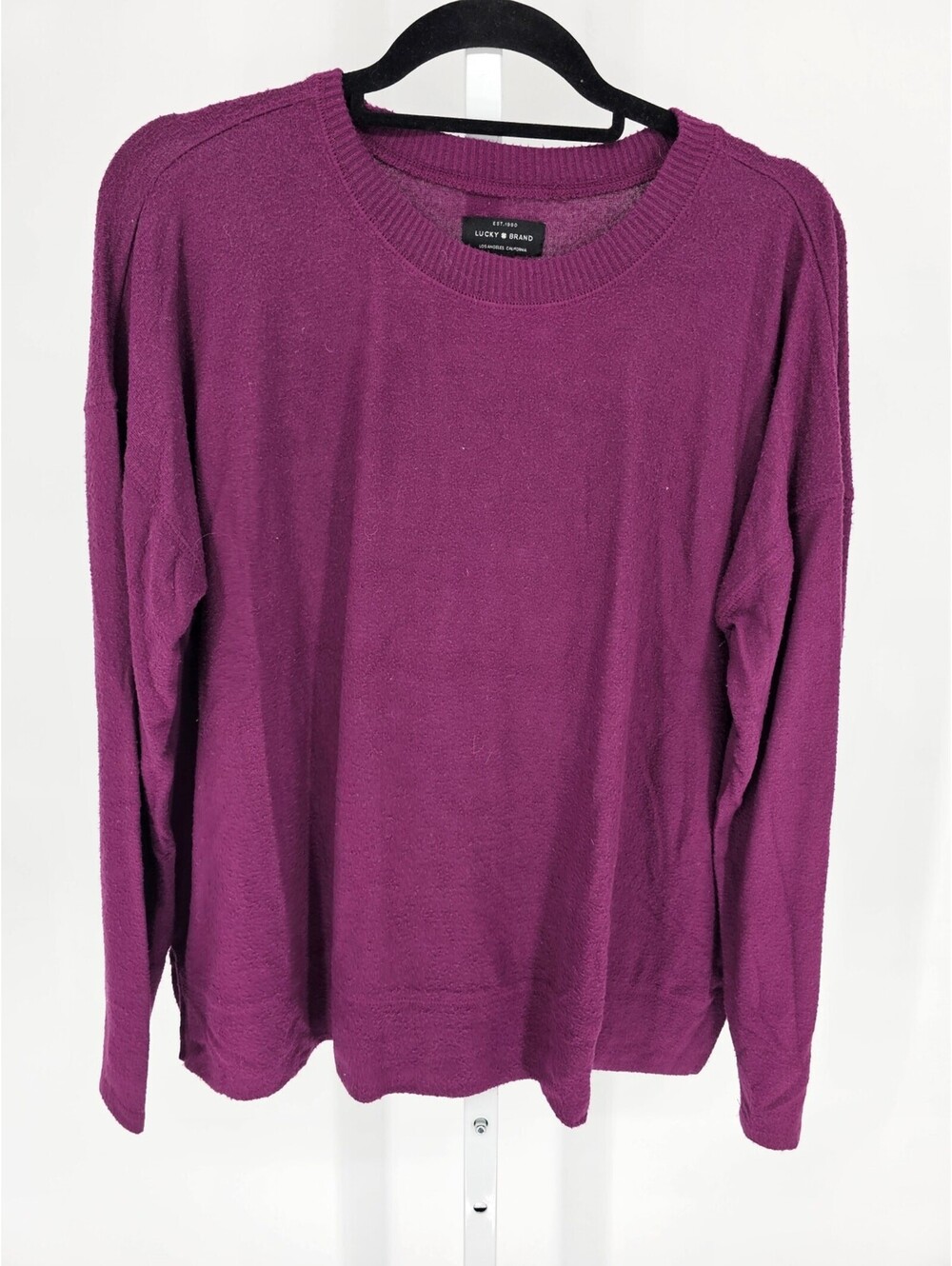 Lucky Brand Womens Sz L Crew Neck Sweater Solid Purple Soft